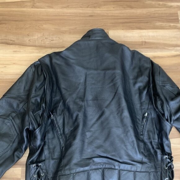 Interstate Leather Biker Motorcycle Riding Jacket Black Mens 3XL Quilted Lined - Picture 4 of 16